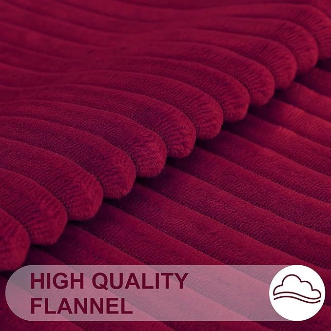 Simmore Decorative Fall Throw Pillow Covers 20x20 Set of 2, Soft Natural Plush Flannel Double-Sided Fluffy Couch Pillow Covers for Sofa Living Room, Burgundy
