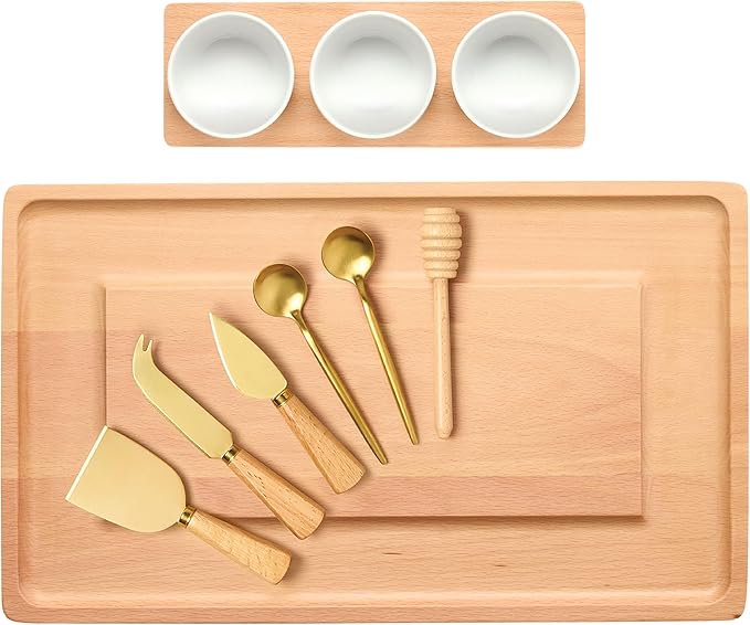 Charcuterie Boards Set - Solid Wood Cheese Board for Serving with Accessories - House Warming Gifts for New Home, Bridal Shower & Wedding Gift, Birthday Gifts for Women