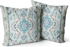 Snycler Boho Throw Pillow Covers 20x20 inch Set of 2 Teal Blue Boho Rug Carpet Double Sided Pattern Cotton Soft Pillow Case Cushion Cover Pillowcase for Couch Sofa Bed Decorative