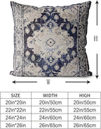 Snycler Boho Throw Pillow Covers 26x26 inch Set of 2 Boho Rug Carpet Double Sided Pattern Cotton Soft Pillow Case Cushion Cover Pillowcase for Couch Sofa Bed Decorative (Navy Blue)