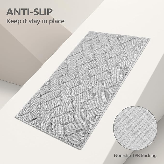 hicorfe Indoor Doormat,Front Back Door Mat TPR Backing Non Slip Mats 20"x31.5" Absorbent Resist Dirt Entrance Doormat Inside Floor for Entryway Washable Low-Profile(Light Grey)