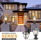 Outdoor Lights Fixtures Wall Mount, Outdoor Wall Lantern with Water Ripple Glass, Waterproof Outside Exterior Wall Sconce Lights Fixture for House, Front Porch, Patio, Large, Matte Black