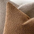 Foindtower Set of 2, Decorative Textured Boucle Throw Pillow Covers Accent Solid Pillow Cases Neutral Soft Couch Cushion Case for Chair Sofa Bedroom Living Room Home Decor 26 x 26 Inch Rust Tobacco