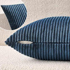 MIULEE Winter Pack of 2 Corduroy Soft Soild Decorative Square Throw Pillow Covers Set Cushion Cases Pillowcases for Sofa Bedroom Couch 18 x 18 Inch Navy Blue