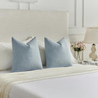 FUTEI Denim Blue Chenille Decorative Throw Pillow Covers 16x16 Inch Set of 2,Soft Cozy Faux Linen Textured Cushion Case,Farmhouse Home Decor for Couch Living Room