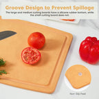 BESTCOOK Wood Fiber Cutting Board Set of 3, Composite Chopping Boards with Juice Groove, Dishwasher Safe, Non-Toxic, BPA-Free, Non-Porous, Non-Slip Feet, Durable for Cutting Meat, Vegetables, Fruit