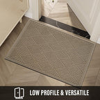 Sturdy Front Door Mat, Absorbent Muddy Dirt Resist Welcome Door Mats Outdoor Indoor, Stain and Fade Resistant, Non-Slip Rubber Backing Low Profile Doormat for Entryway, 47×32, Beige