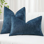 decorUhome Couch Throw Pillow Covers 20x20 Set of 2, Decorative Soft Euro Neutral Chenille Pillow Covers with Elegant Design for Sofa Bed Living Room Home Decor, Poseidon