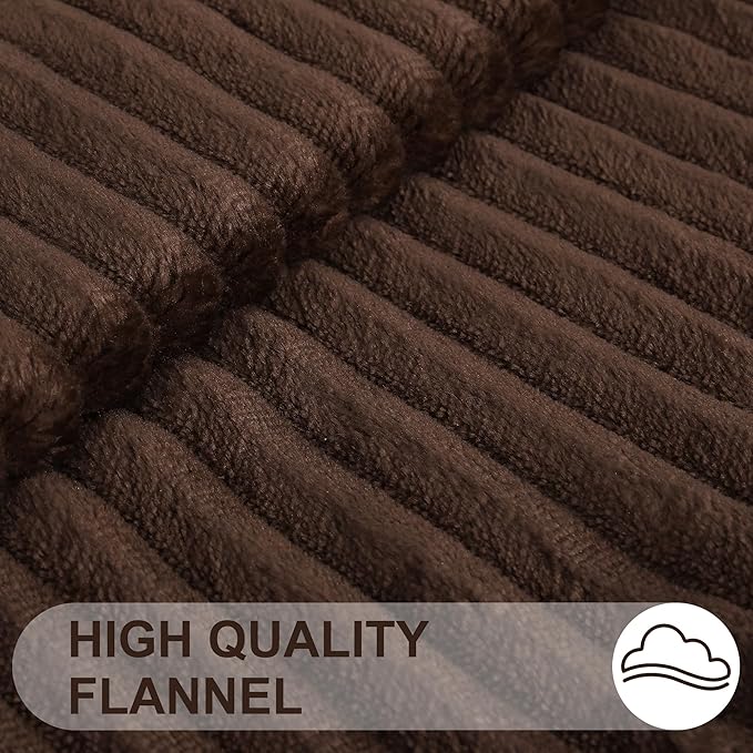 Simmore Decorative Throw Pillow Covers 18x18 Set of 2, Soft Natural Plush Flannel Double-Sided Fluffy Couch Pillow Covers for Sofa Living Room, Brown