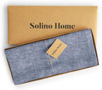 Solino Home Linen Chambray Indigo Table Runner 108 Inches Long - Athena, 100% Pure Linen 14 x 108 Inch Table Runner for Christmas