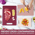 COOK WITH COLOR Non-Slip Cutting Board Set – Kitchen Essentials with Easy Grip Handle for Meat, Veggies, and Fruits, 3 Cutting Boards, Rose