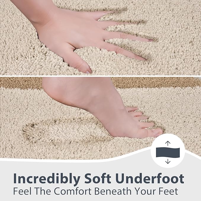 Bathroom Rugs 24" x 36", Non-Slip Extra Soft Absorbent Bath Rugs, Machine Washable Quick Dry Bath Mats for Bathroom Floor, Shower, Bathtub and Sink, Beige & Grayish Brown