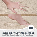 Bathroom Rugs 24" x 60", Non-Slip Extra Soft Absorbent Bath Rugs, Machine Washable Quick Dry Bath Mats for Bathroom Floor, Shower, Bathtub and Sink, Beige & Grayish Brown