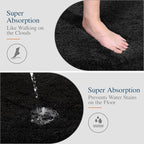 Walensee Large Bathroom Rug (24 x 48, Black) Extra Soft and Absorbent Shaggy Bath Mat Machine Washable Microfiber Non Slip Luxury Floor Mat