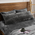 PHF Truly Velvet Zippered Body Pillowcase, No Insert, 1 Pack Ultra Soft Breathable Pillow Sham Cover with Zipper, 20"X 54" Long Luxury Cozy Warm Fuzzy Flannel Body Pillow Case, Charcoal/Dark Grey