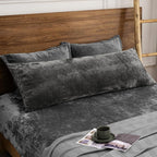 PHF Truly Velvet Zippered Body Pillowcase, No Insert, 1 Pack Ultra Soft Breathable Pillow Sham Cover with Zipper, 20"X 54" Long Luxury Cozy Warm Fuzzy Flannel Body Pillow Case, Charcoal/Dark Grey