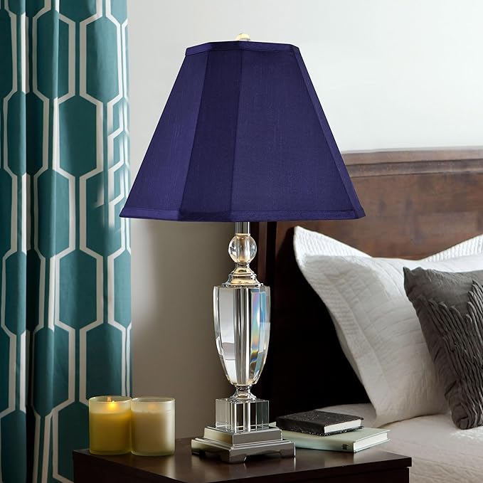 GO&SO 1 Pack Blue Lamp Shade Bell Lamp Shades,Scalloped Lamp Shade 6.5"Top x 13"Bottom x 11.2"Slant Height x 10.5''Vertical Height, Silk Fabric Lamp Shades for Table Lamps,Floor Lamp,Easy Assembly