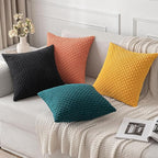 MIULEE Pack of 2 Decorative Throw Pillow Covers 16x16 Inch Soft Boho Striped Textured Corduroy Pillow Covers Modern Farmhouse Home Decor for Couch Bed Sofa Living Room Teal Blue