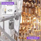 Crystal Chandeliers Modern Style Chrome 39 inch & Lights Round Hanging Classic Pendant Ceiling Chandelier Lighting Fixture 7-Tier for Dining Room Living Room