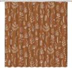 Burnt Orange Botanical Shower Curtain Vintage Herbs Floral Farmhouse Cute Boho Leaves Plant Retro Flowers Bathroom Curtain Set with Hooks(70" Wx84 H)