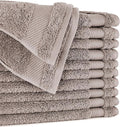BIOWEAVES 100% Organic Cotton 700 GSM Plush Washcloths 13" x 13" GOTS Certified - Taupe, Pack of 12