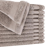 BIOWEAVES 100% Organic Cotton 700 GSM Plush Washcloths 13" x 13" GOTS Certified - Taupe, Pack of 12