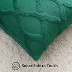 decorUhome Christmas Throw Pillow Covers 12x20 Inch Set of 2, Soft Plush Faux Fur Wool Lumbar Green Couch Pillow Covers, Decorative Neutral Pillow Cases for Bed Sofa Living Room Home Decor