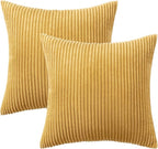 MIULEE Winter Fall Pack of 2 Corduroy Soft Soild Decorative Square Throw Pillow Covers Cushion Cases Pillowcases for Sofa Bedroom Car 20 x 20 Inch 50 x 50 Cm Gold