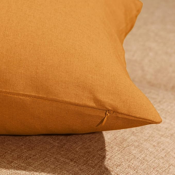 Boao 4 Pack Christmas Decorative Outdoor Waterproof Throw Pillow Covers Square Patio Balcony Garden Waterproof Cushion Case PU Coating Pillow Shell for Couch Bed Patio Sofa, 18 x 18 Inch(Light Orange)