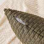 Kevin Textile Pack of 2 Corduroy Decorative Throw Pillow Covers 20x20 Inch Soft Boho Striped Pillow Covers Modern Farmhouse Home Decor for Sofa Living Room Couch Bed Olive Green