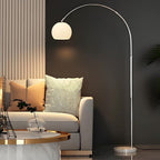 Nordic Simple Floor Lamp with White Shade, Arc Reading Lamp for Living Room, Study Room&Bedroom Beside,Creative Art Deco Bauhaus Standing Lamps for Ambient Lighting