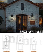 FEMILA 26" Outdoor Wall Light, Large Exterior Wall Light Fixtures, 3 Light Outdoor Wall Lantern Porch Lights for Entryway, Patio, Garage, Doorway, Matte Black Finish, E12 Base, 4FD54B-L BK
