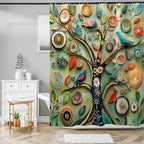 Bohemian Bathroom Curtain Colorful Boho Floral Print Beautiful Bright Polyester Fabric Cloth Shower Curtain for Bathroom Decoration, 72"x72"