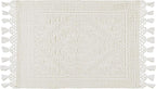 Savi Home Cotton Woven Jacquard Bathroom Rug Set of 2, Woven Fringe Bathroom Mats, 100% Cotton, Non - Slip Bath Mat, Durable Thick Bath Mat 17”x30”& 20"x38" with Fringes, Ivory