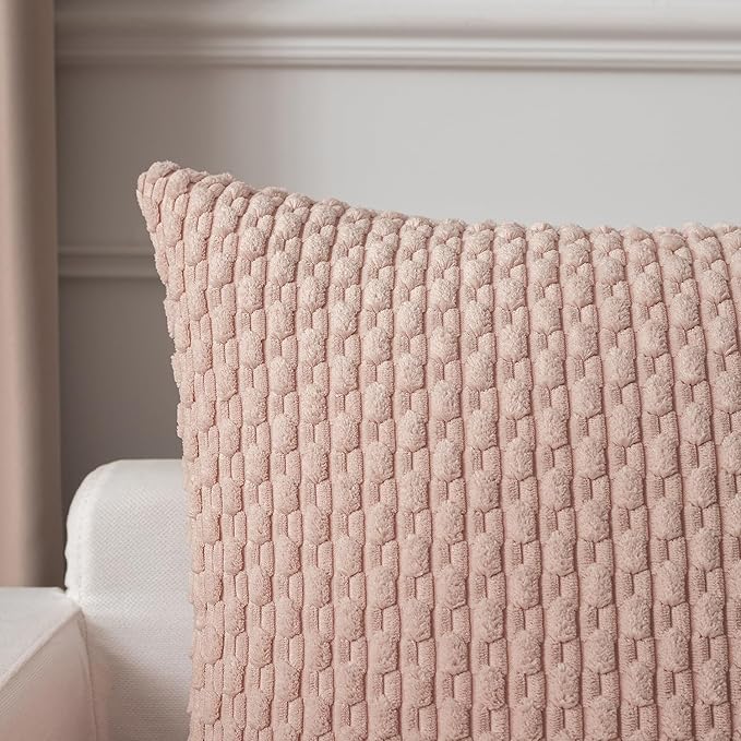 Kevin Textile 2 Packs Light Pink 26x26 Pillow Covers Euro Pillow Covers with Stripe Pattern Big Throw Pillow Covers for Valentines Day Gifts Couch Bedroom 66x66 cm