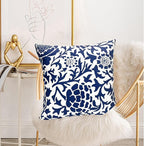 Decorative Throw Pillow Covers Set of 2 Blue Pillow Covers 18x18 inch Soft Short Plush Couch Pillow Case Floral Throw Pillows,Farmhouse Outdoor Pillow Covers for Sofa Bed Living Room Car