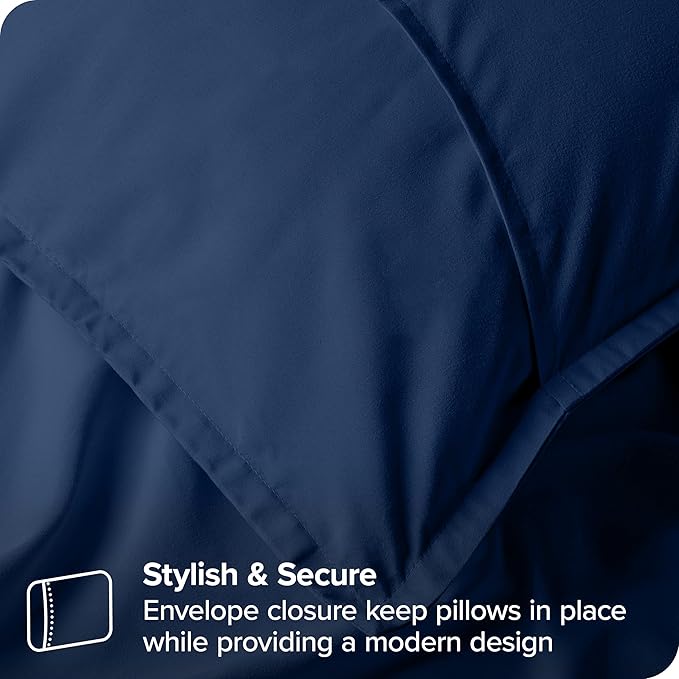 Bare Home Euro Pillow Sham Covers - Set of 2 - Premium 1800 Ultra-Soft Microfiber - Double Brushed - Bed Pillow Shams - Pillows Not Included (Set of 2, Dark Blue)