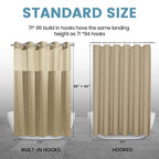 Beige Long No Hook Shower Curtain with Snap in Liner,230GSM Waffle Weave Shower Curtains for Bathroom,71W x 86H