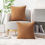 MIULEE Pack of 2 Brown Throw Pillow Covers 16x16 Inch Soft Chenille Pillow Covers for Sofa Living Room Couch Solid Dyed Cases