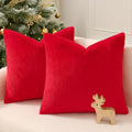 Pallene Faux Fur Plush Christmas Throw Pillow Covers 26x26 Set of 2, Soft Fluffy Couch Pillow Covers for Living Room, Red