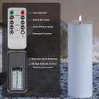 2pack 4"*12" Large Waterproof LED Battary Operated Candles with Remote, Flickering Pillar Electric Flameless Candles for Christmas, Outdoor Larterns,White