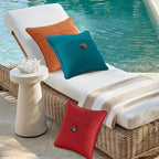 Outdoor Sunbrella Decorative Pillows with Coconut Button Pack of 4, 16" x 16" Outdoor Pillow Set for Couch Bed Throw Patio Sofa, Spectrum Cayenne