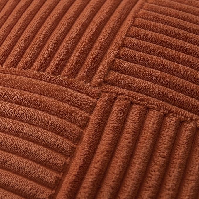 MIULEE Dark Rust Corduroy Pillow Covers Pack of 2 Boho Decorative Throw Pillows Soft Solid Fall Couch Pillowcases Cross Patchwork Textured Pilowcases Home Decor for Living Room Bed Sofa 12x20 inch