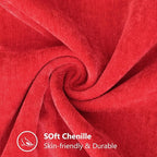 decorUhome Christmas Chenille Soft Throw Pillow Covers 18x18 Set of 2, Farmhouse Velvet Neutral Decorative Euro Pillow Covers with Stitched Edge for Couch Sofa Bed Home Decor, Red