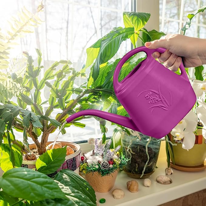 Watering Can - for Home Plant Garden - 1 Gallon - Rose Red