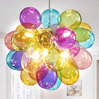 Longree Mini Bubble Ball Chandelier, Dia 20 inch Blown Multicolor Glass Pendant Light Fixture for Bedroom Study Bathroom Dining Room