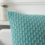 Kevin Textile Throw Pillow Covers Soft Corduroy Decorative Set of 2 Boho Striped Pillow Covers Pillowcases Farmhouse Home Decor for Couch Bed Sofa Living Room 24x24 Inch Aqua Green
