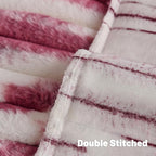 FUTEI Burgundy Decorative Throw Pillow Covers 12x20 Inch Set of 2, Soft Tie-Dye Faux Rabbit Fur Striped Texture Pillow Case, Modern Home Decor for Couch Bed Living Room