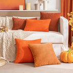 MIULEE Fall Pack of 2 Bright Orange Throw Pillow Covers 12x20 Inch Soft Chenille Pillow Covers for Sofa Living Room Couch Solid Dyed Cases