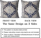 Snycler Boho Throw Pillow Covers 26x26 inch Set of 2 Boho Rug Carpet Double Sided Pattern Cotton Soft Pillow Case Cushion Cover Pillowcase for Couch Sofa Bed Decorative (Navy Blue)